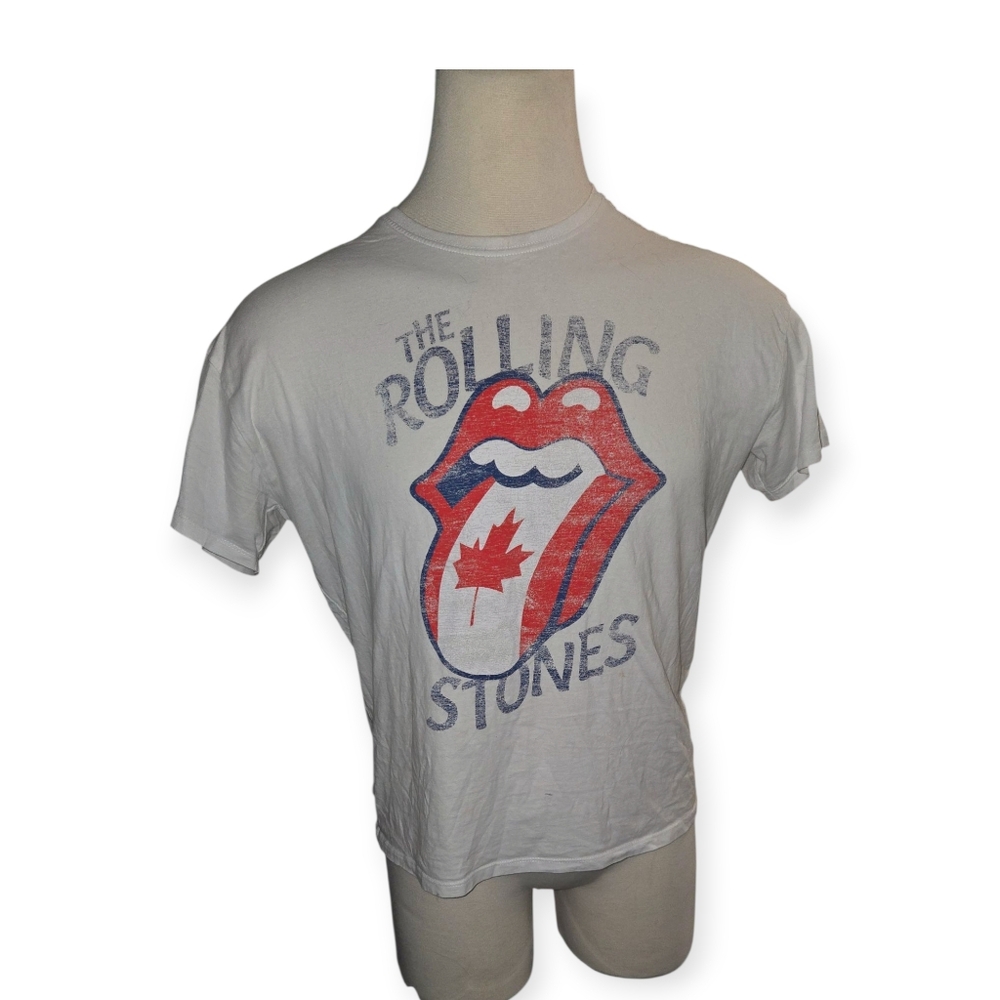 Rolling Stones White Graphic T-Shirt Distressed And Well Loved.. Kinda Grunge.